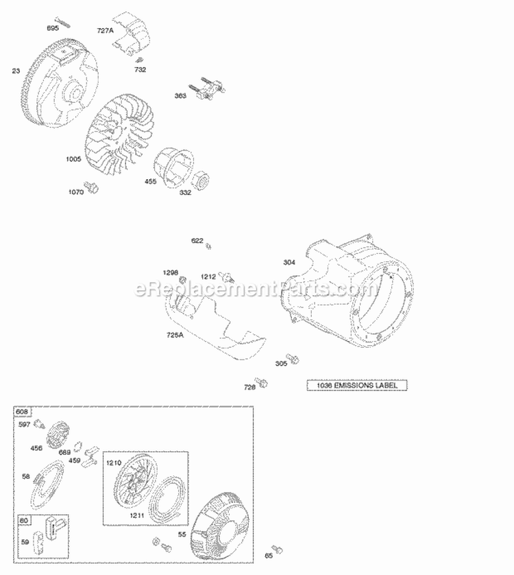 Blower HousingShrouds Flywheel Rewind Starter Diagram and Parts List for 20S157-0110-F1  Briggs and Stratton Engine
